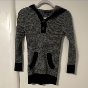 Derek Heart Black and Gray Hooded Knit Tunic